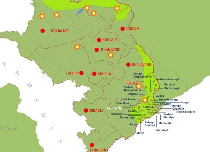 Нагорный карабах карта боевых действий